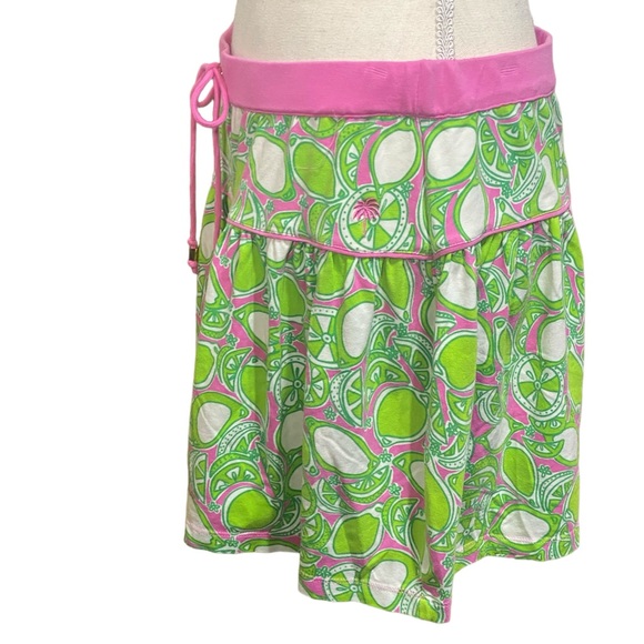 Vtg Lilly Pulitzer Women's Green Pink Lime Citrus Print Skirt White Label Small - Picture 2 of 4
